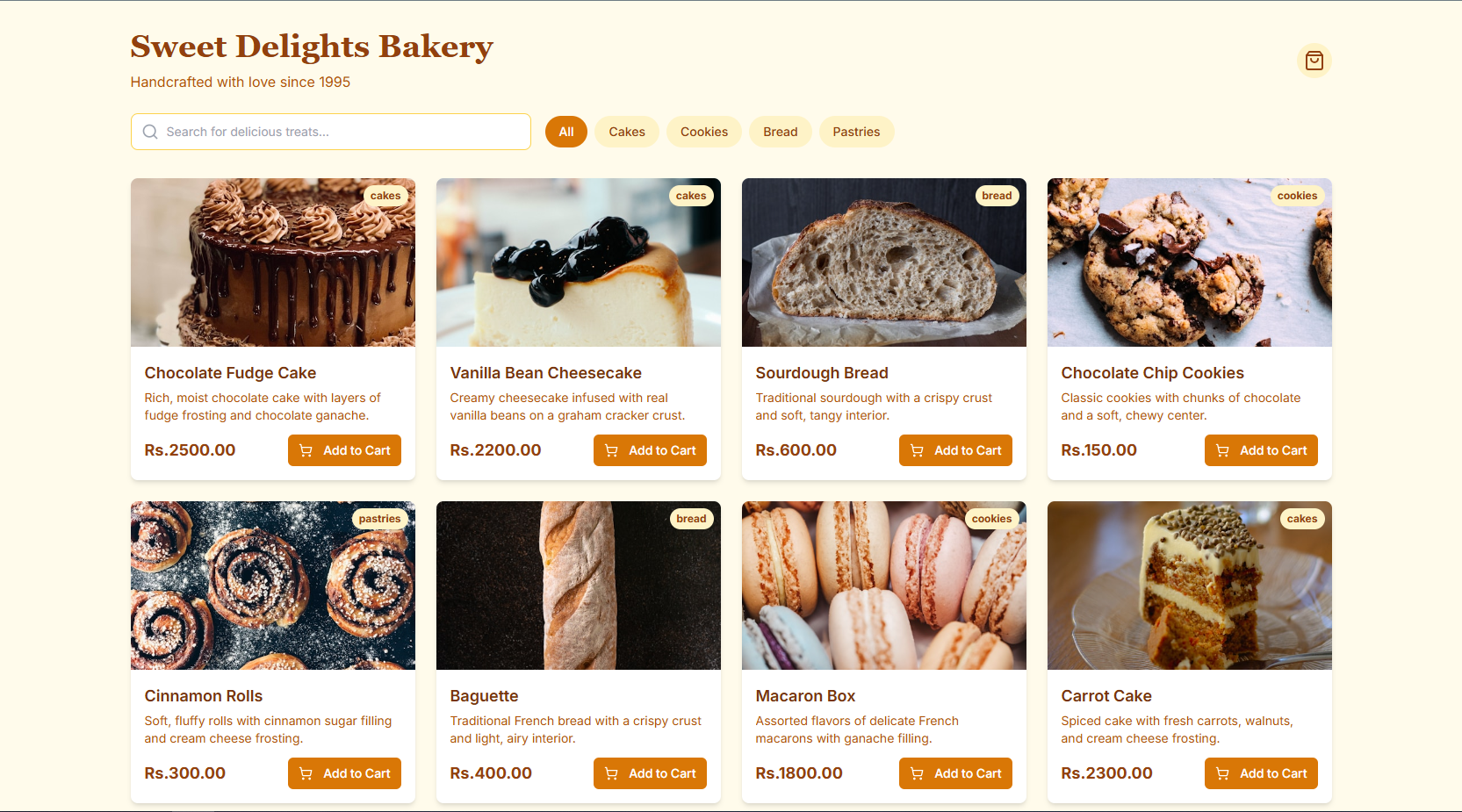Sweet Delights Bakery - Website